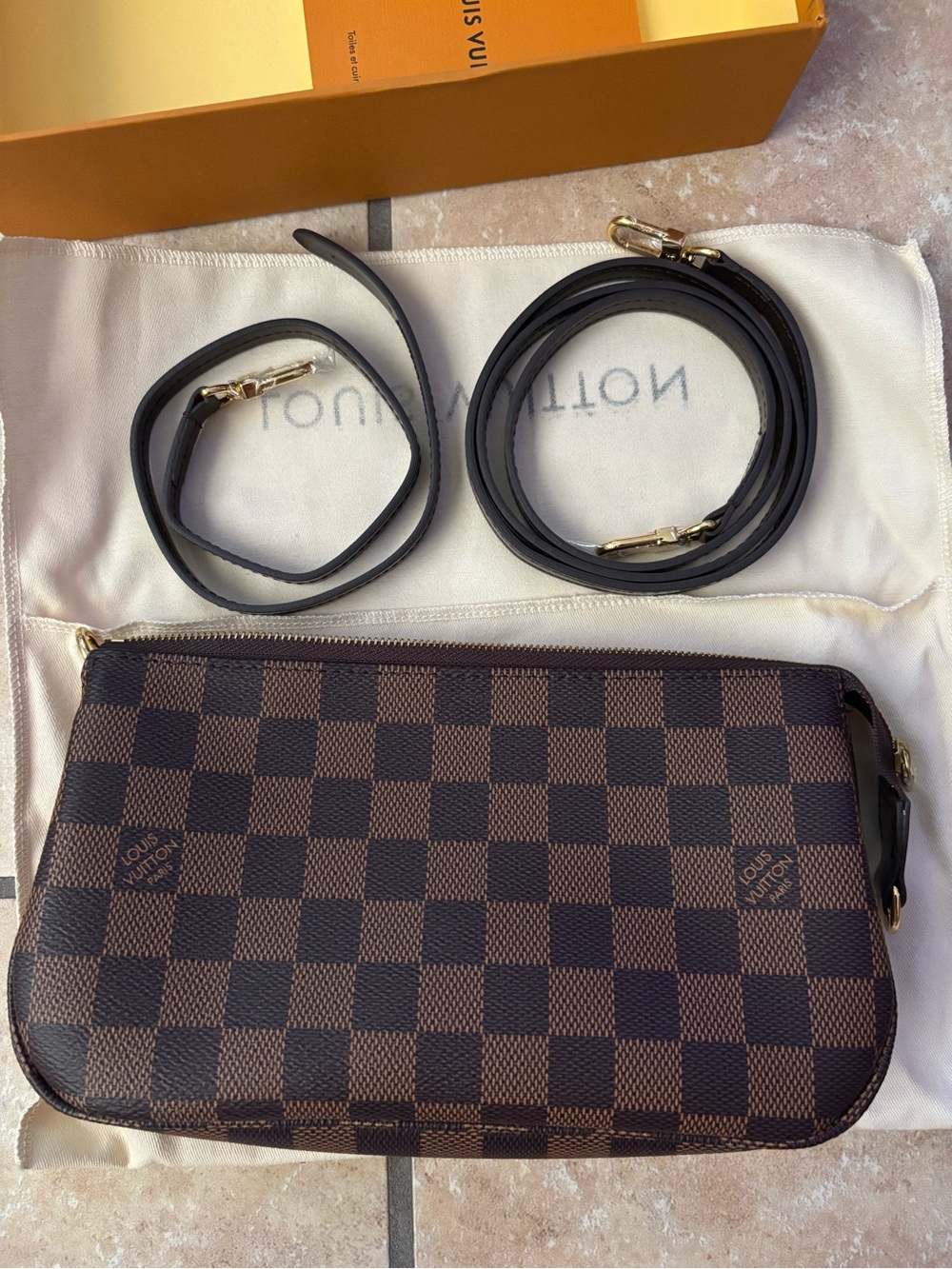 Damier Ebene Multi-Pochette Accessoires in Brown and Dark Brown